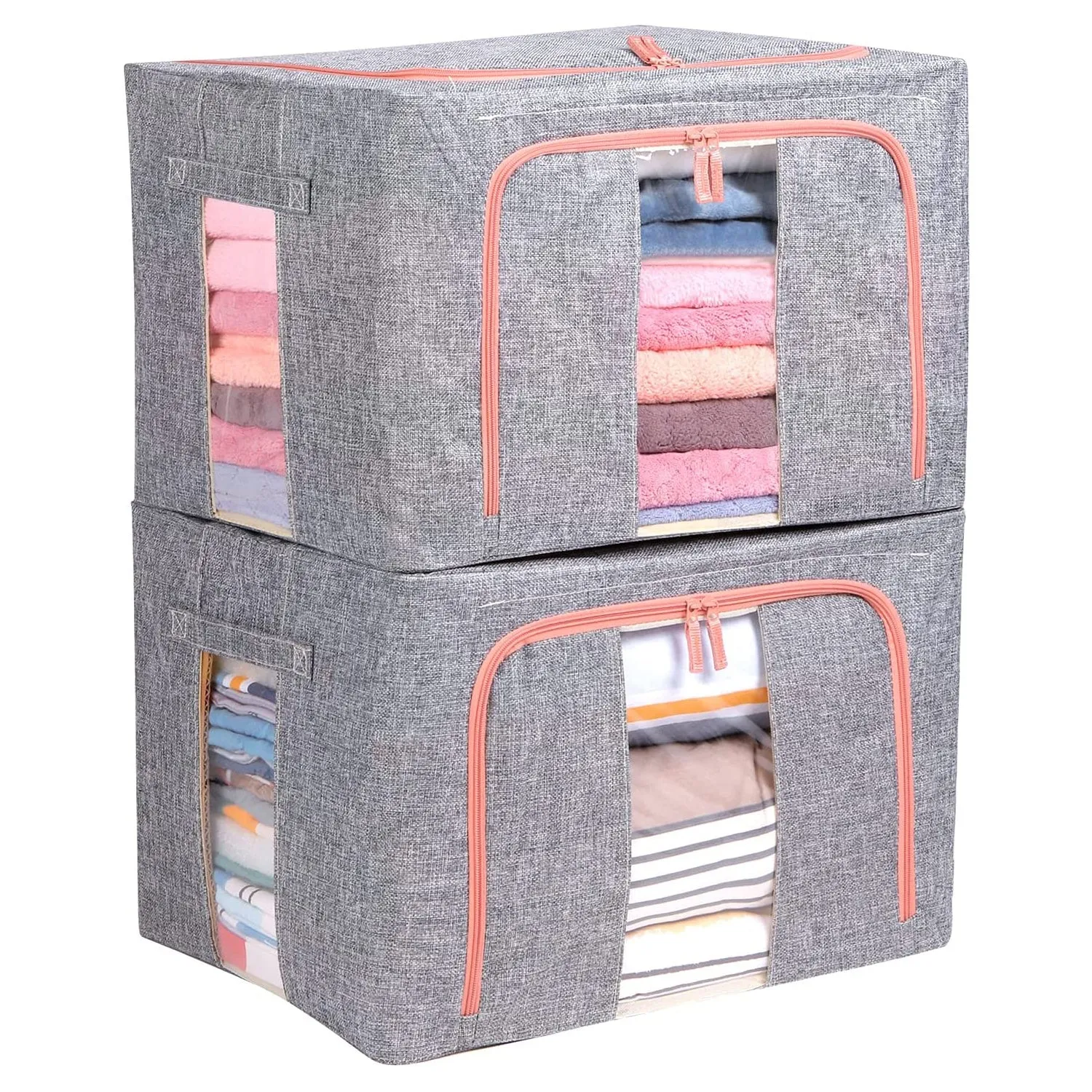 Foldable Steel Frame Clear Window Storage Bins Box-66L