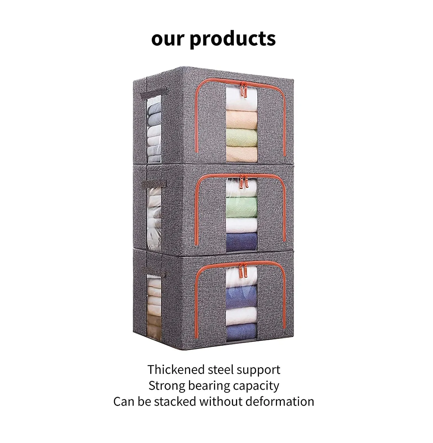 Foldable Steel Frame Clear Window Storage Bins Box-66L