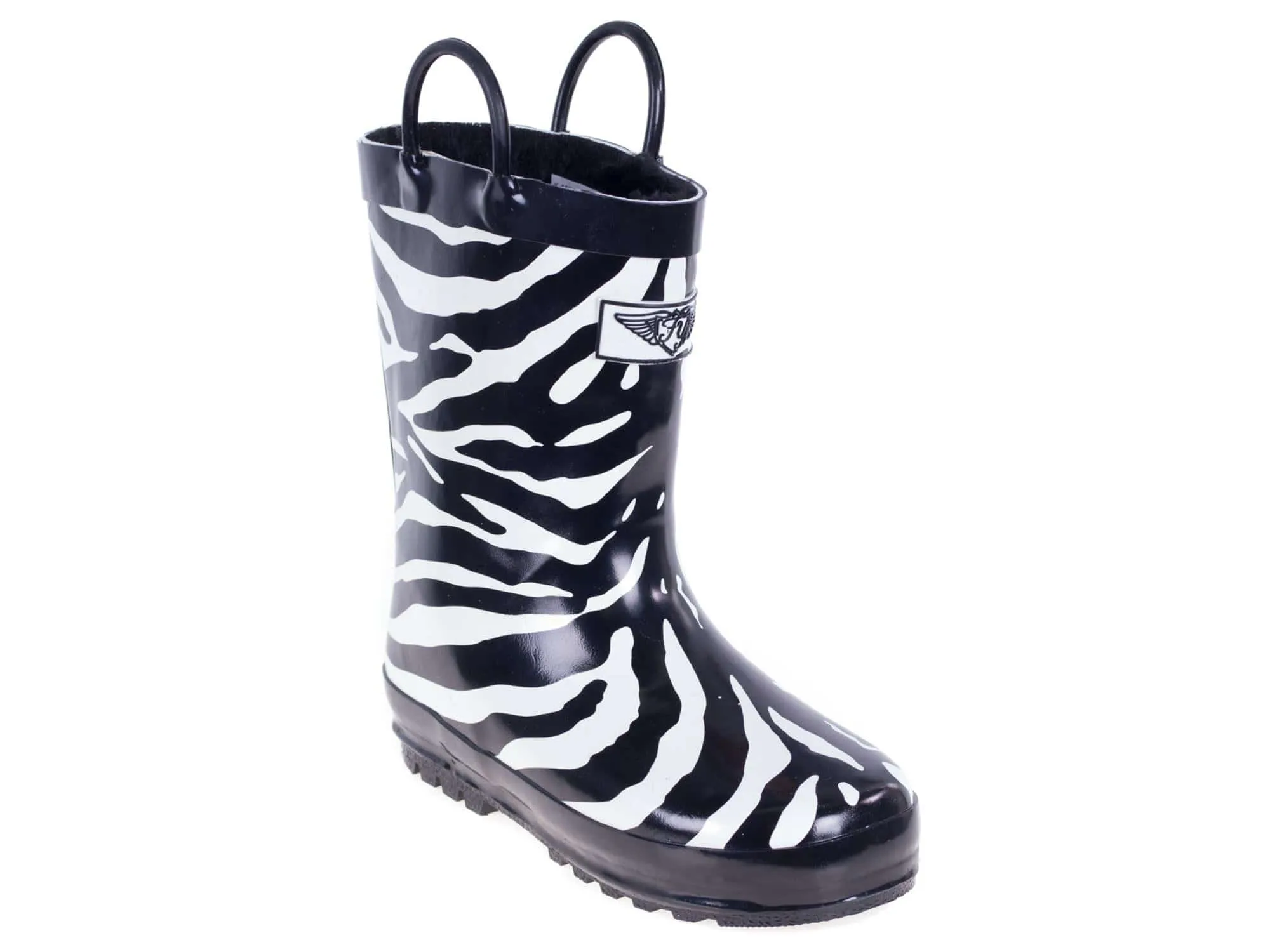 Forever Young Kid's Rubber Pull Up Zebra Print Rainboots
