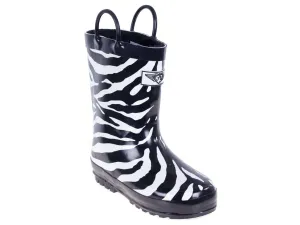 Forever Young Kid's Rubber Pull Up Zebra Print Rainboots