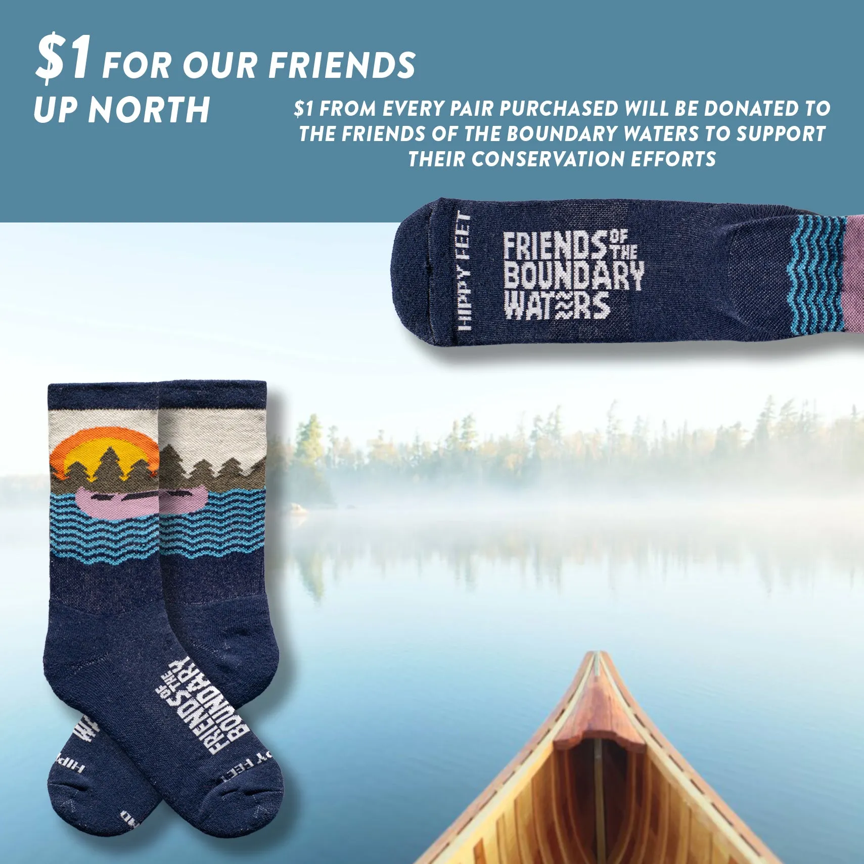 Friends of the Boundary Waters x Hippy Feet Merino Wool Hiking Crews