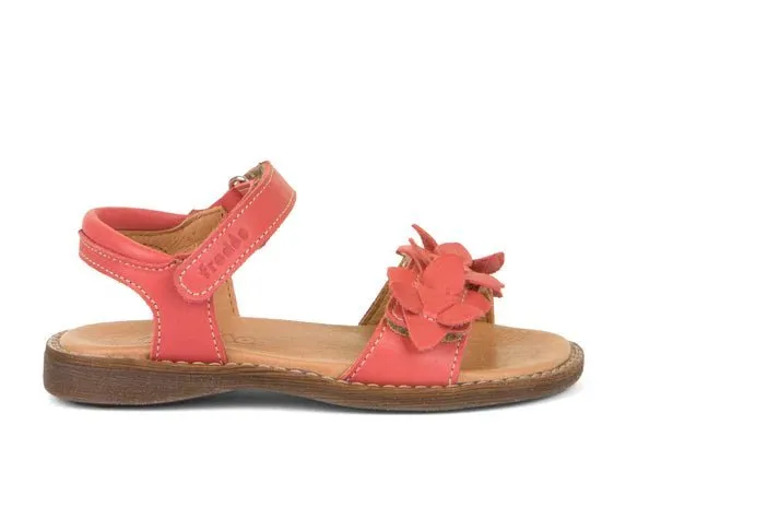Froddo: Lore Flowers Girls Summer Sandals - Coral Leather