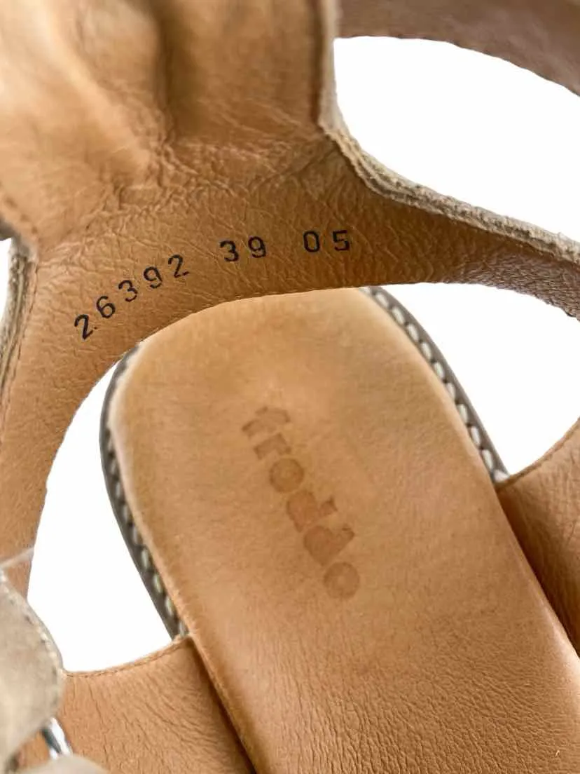Froddo Women's Metallic Suede Gladiator Sandals Gold Size 39 (US 9)