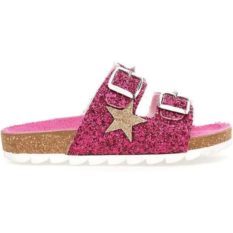 Girls Pink Star Glitter Sandals