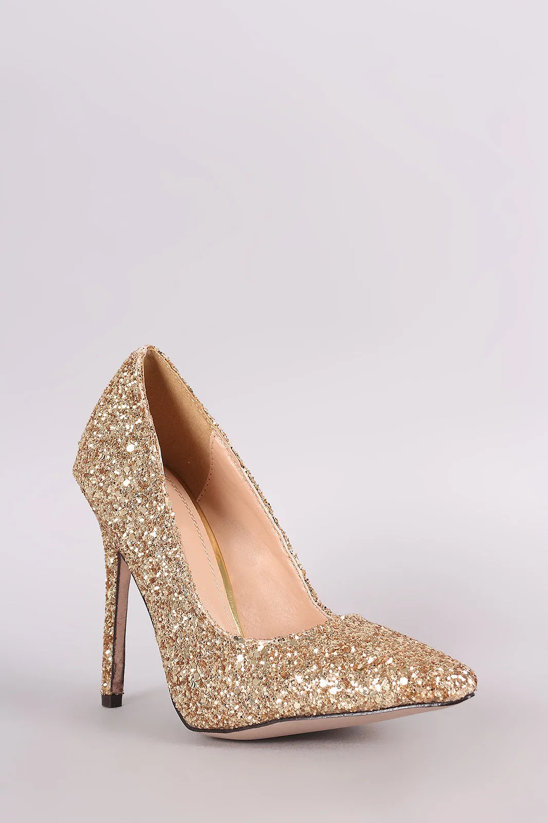Glitter Accent Pointy Toe Stiletto Pump