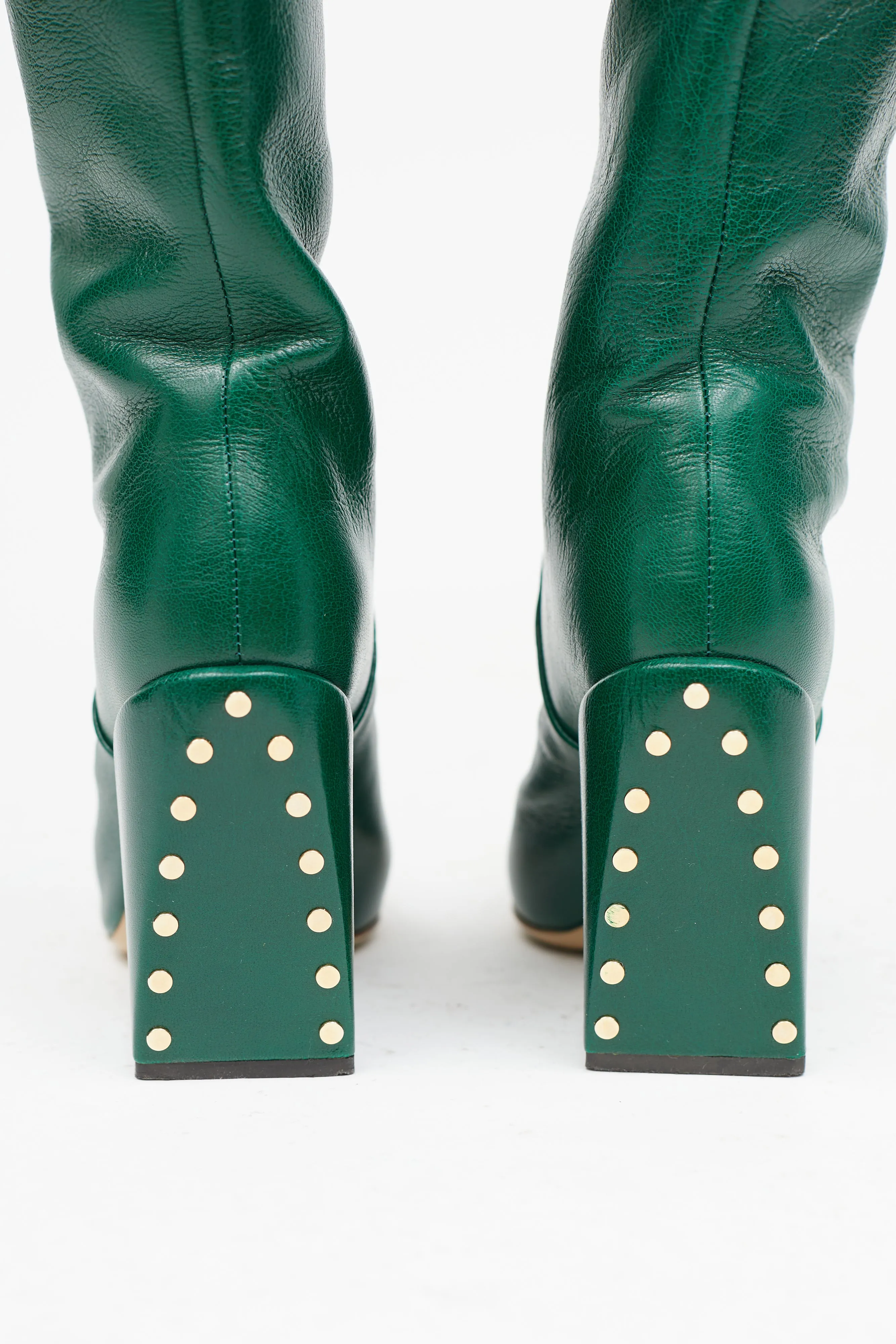 Green Leather Thigh High Boot