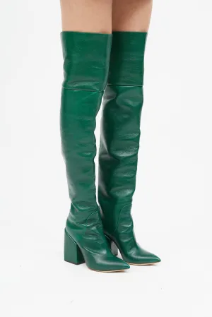 Green Leather Thigh High Boot