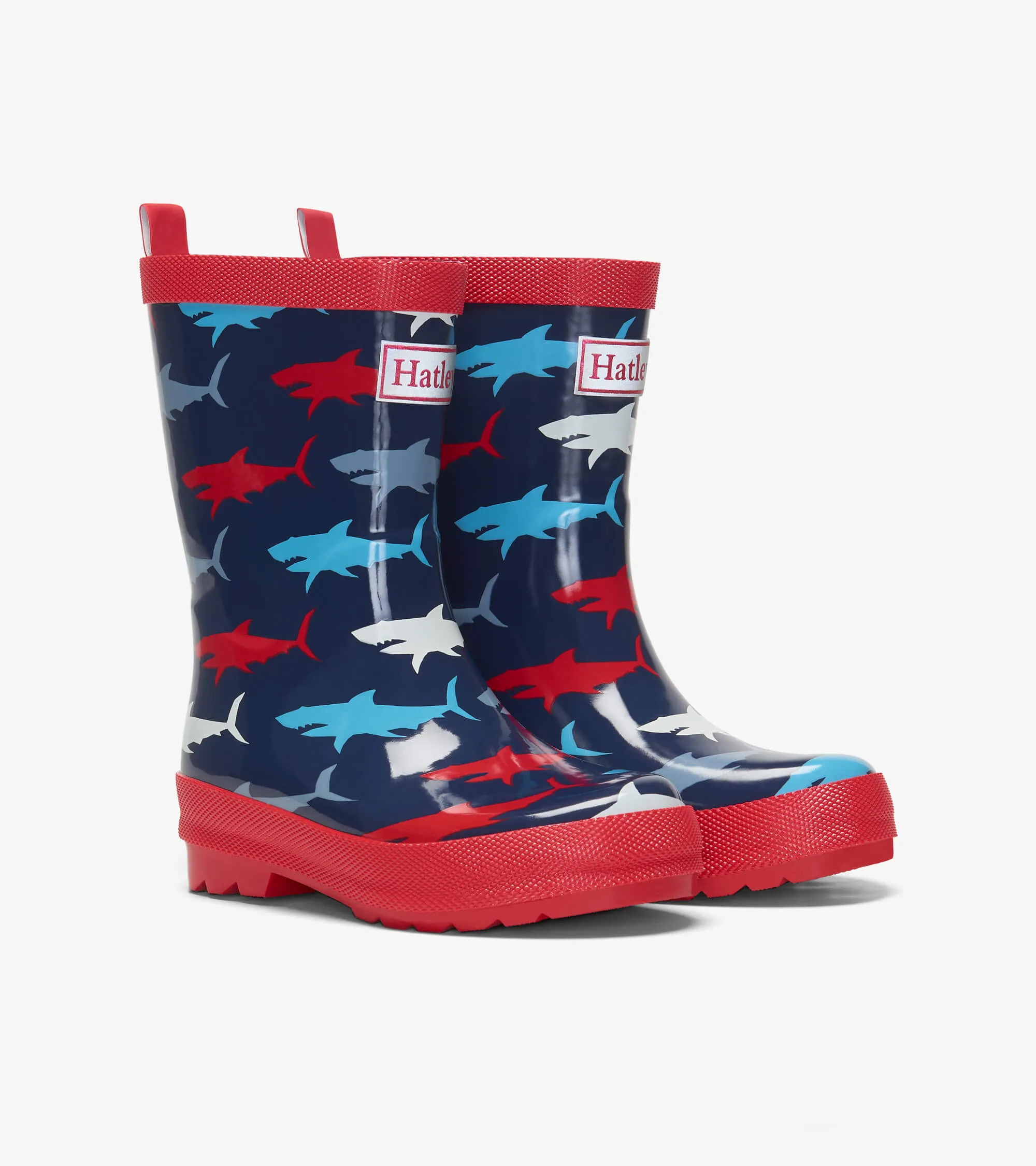 Hatley Shiny Rain Boots - Hungry Sharks