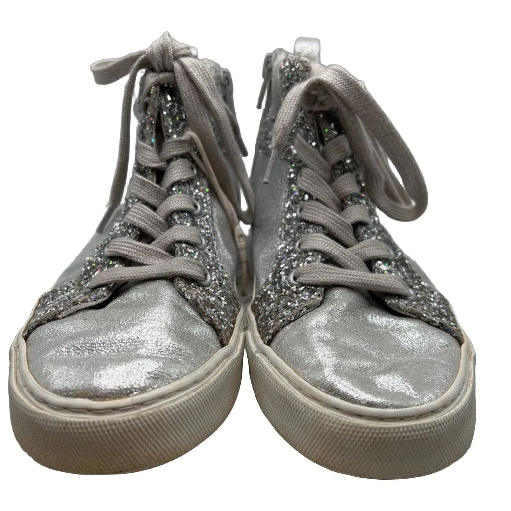 Hi Top Leather Sneakers - Glitter