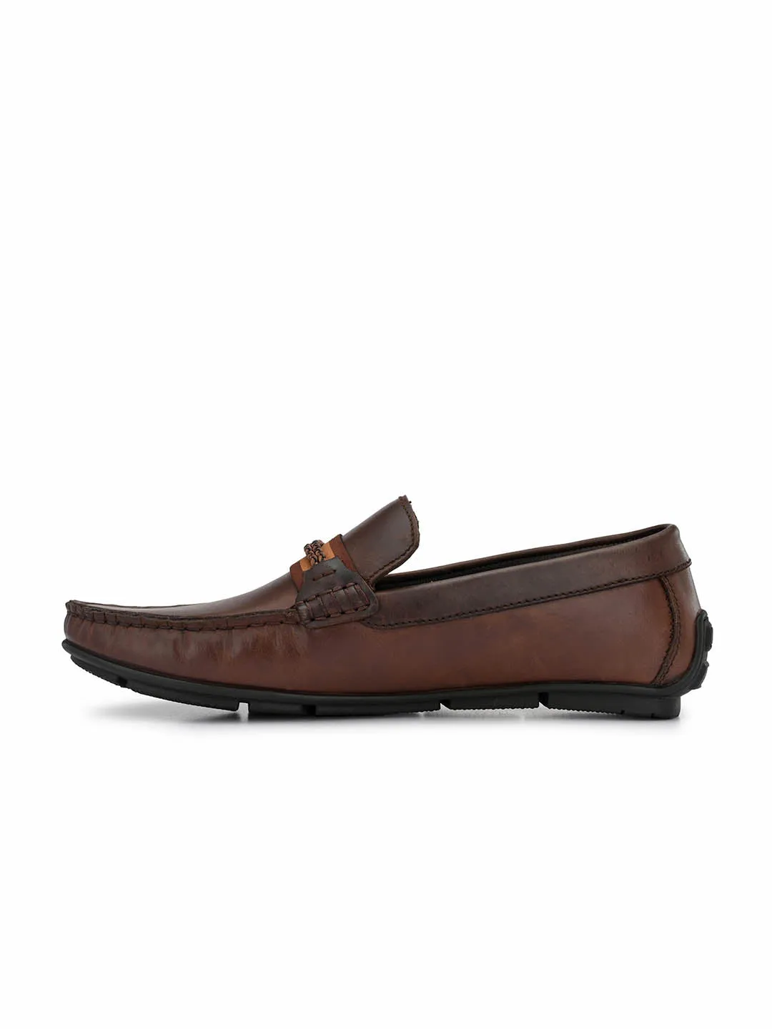 HITZ8303 Men's Brown Leather Casual Slip-On Shoes