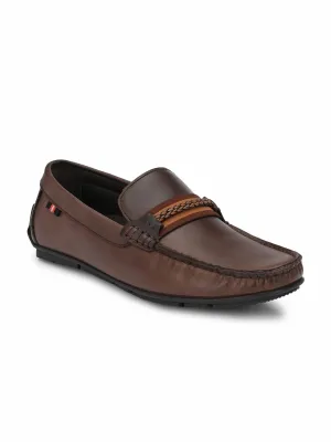 HITZ8303 Men's Brown Leather Casual Slip-On Shoes