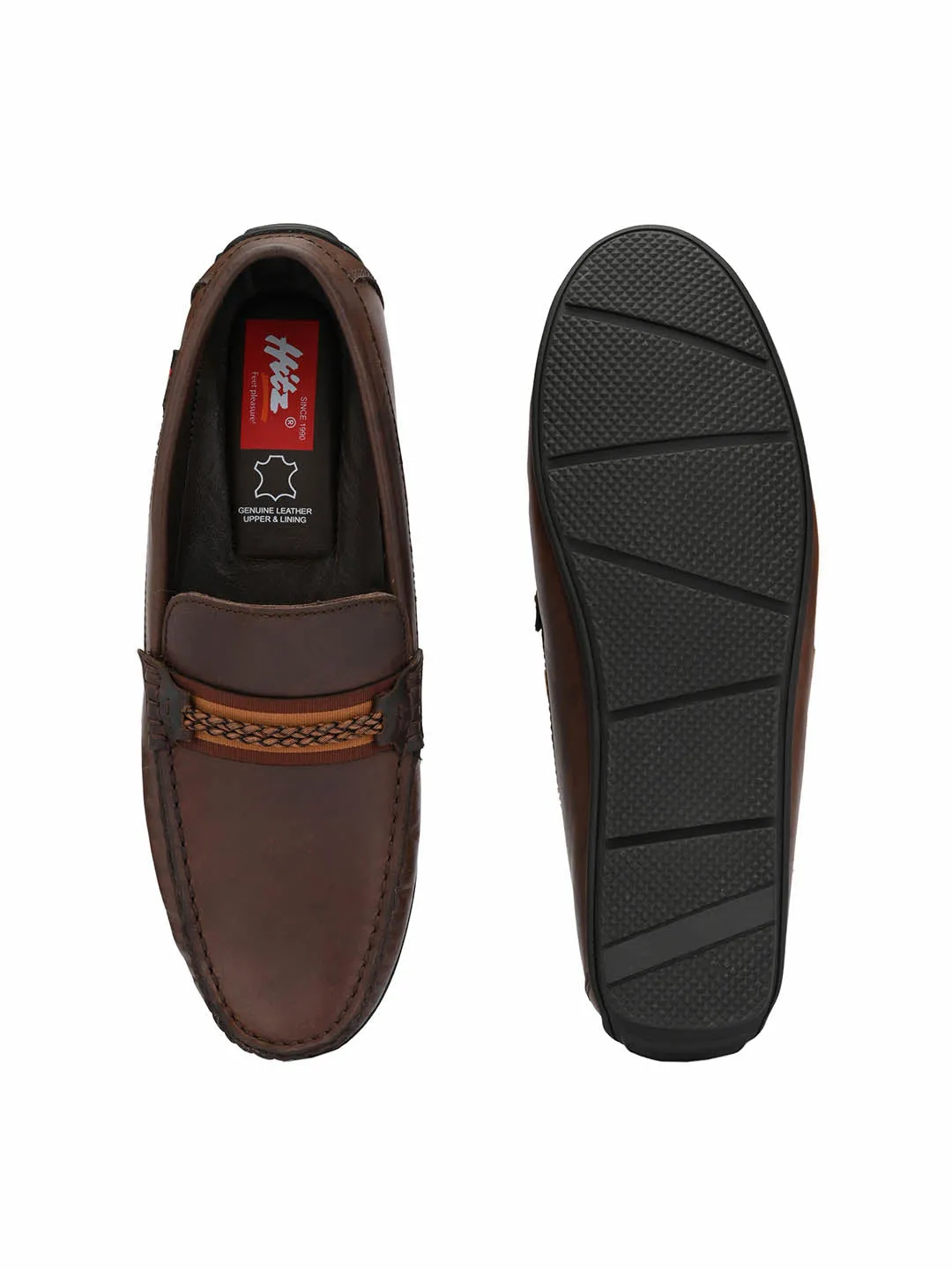 HITZ8303 Men's Brown Leather Casual Slip-On Shoes