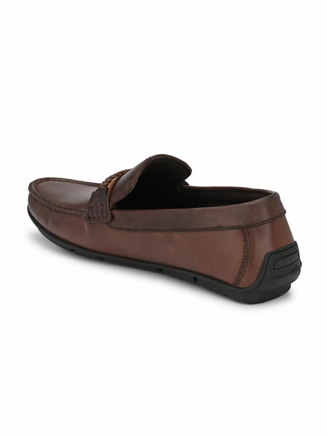 HITZ8303 Men's Brown Leather Casual Slip-On Shoes
