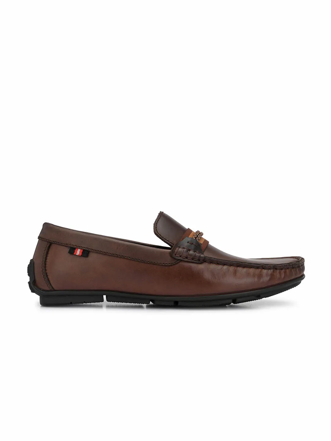 HITZ8303 Men's Brown Leather Casual Slip-On Shoes