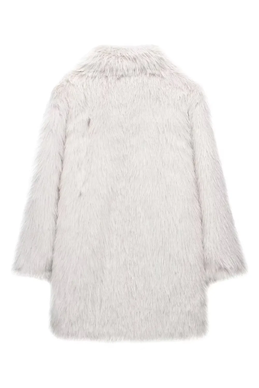 Ivory Notched Lapel Women's Fur Coat