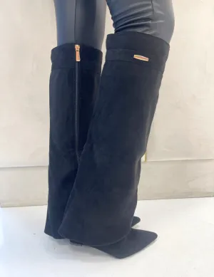 Jaya black suede wedge boot