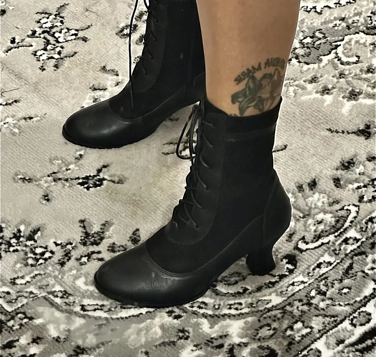 Kitty-253 Microfiber Lace-Up Victorian Boots