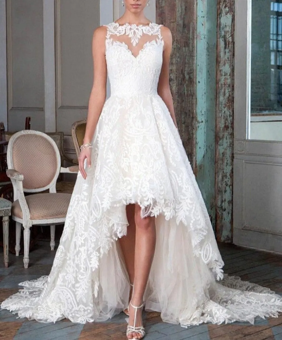 Lace Hi Lo  Bridal Gowns at Bling Brides Bouquet online Bridal Store