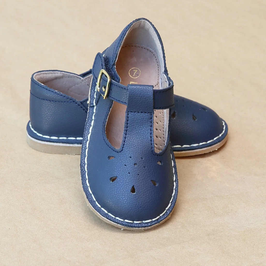 L'Amour Girls Bonnie Classic T-Strap Leather Mary Janes School Shoes