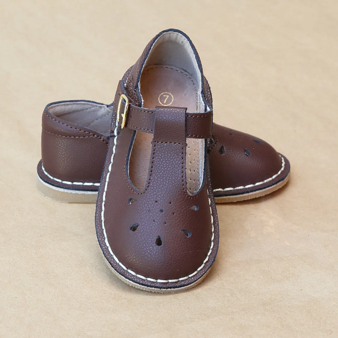 L'Amour Girls Bonnie Classic T-Strap Leather Mary Janes School Shoes