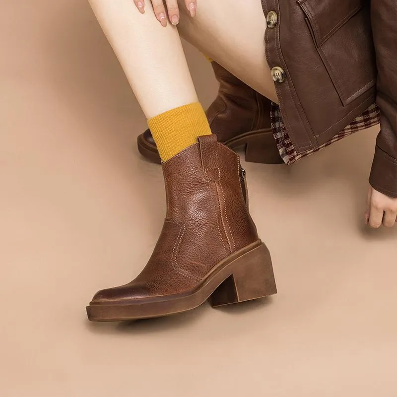 Leather Western Boots Handmade Cowboy Boots Designer Shoes Back Zip Brown/Black/Green