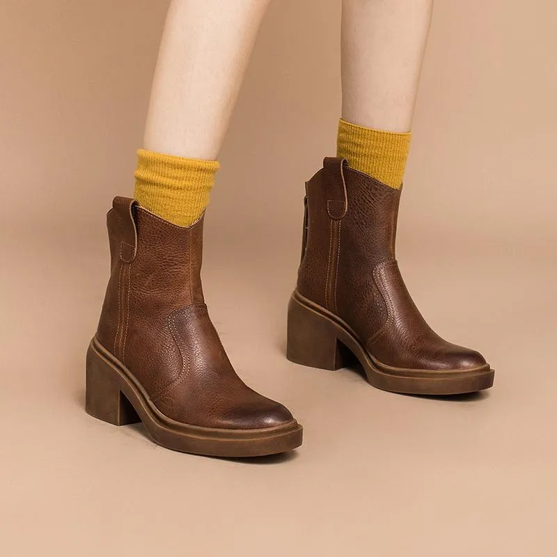Leather Western Boots Handmade Cowboy Boots Designer Shoes Back Zip Brown/Black/Green