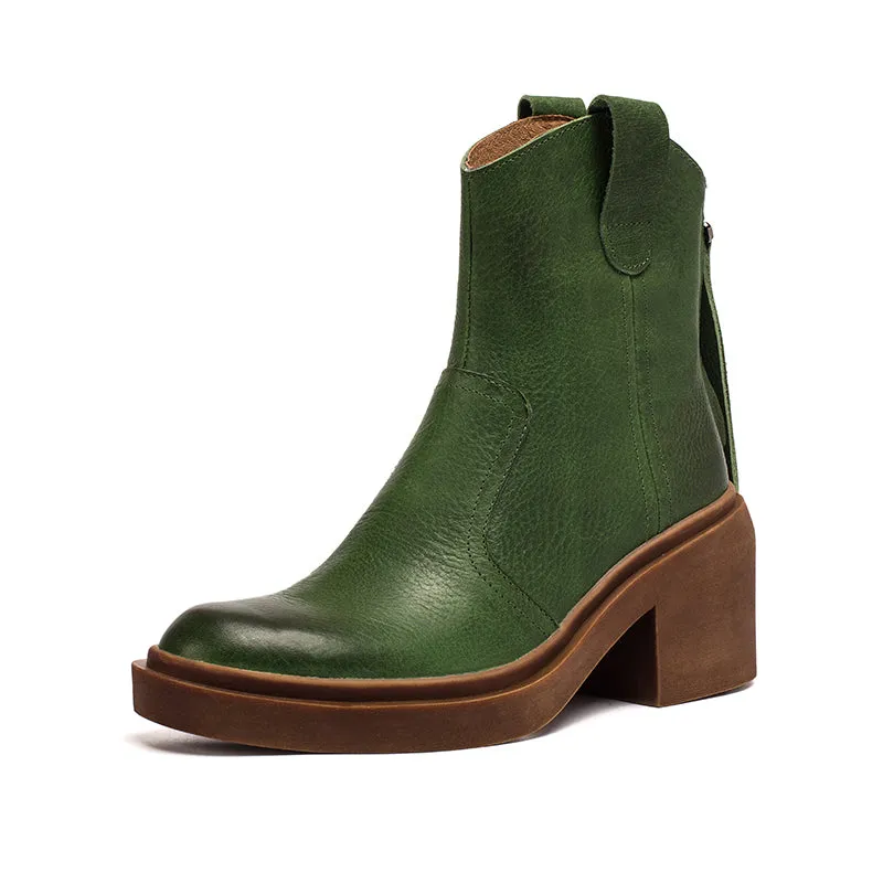 Leather Western Boots Handmade Cowboy Boots Designer Shoes Back Zip Brown/Black/Green