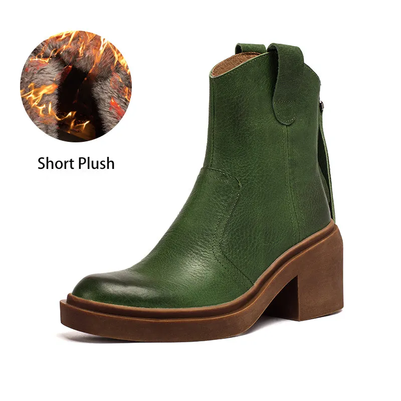Leather Western Boots Handmade Cowboy Boots Designer Shoes Back Zip Brown/Black/Green