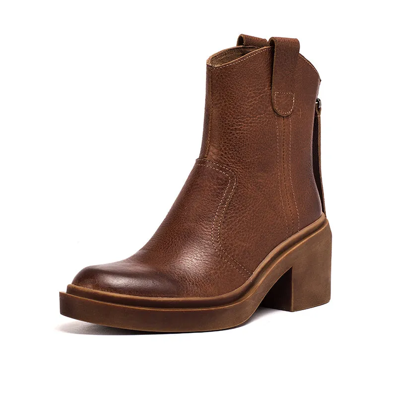 Leather Western Boots Handmade Cowboy Boots Designer Shoes Back Zip Brown/Black/Green