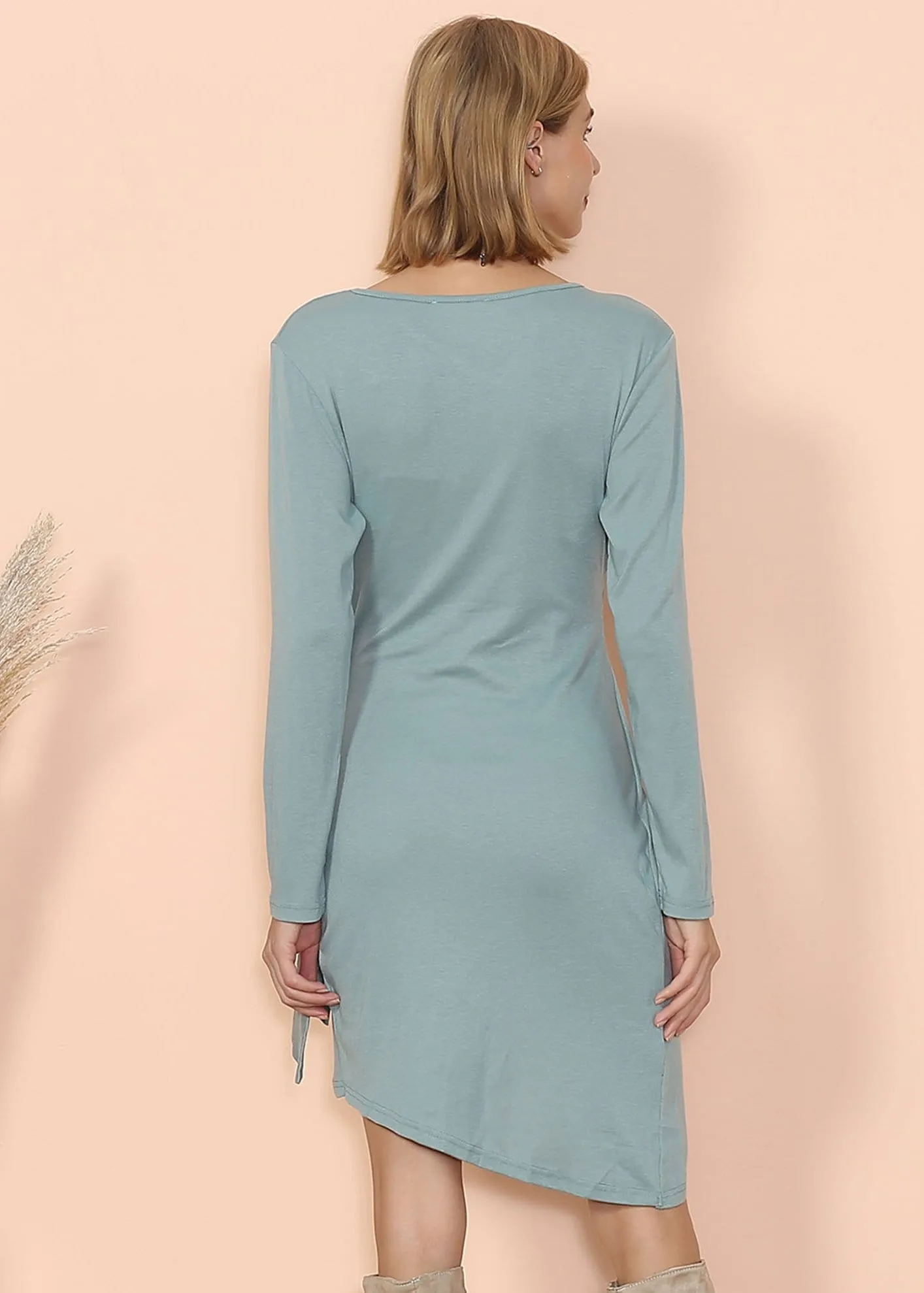 Long Sleeve Side Wrap Tie Dress