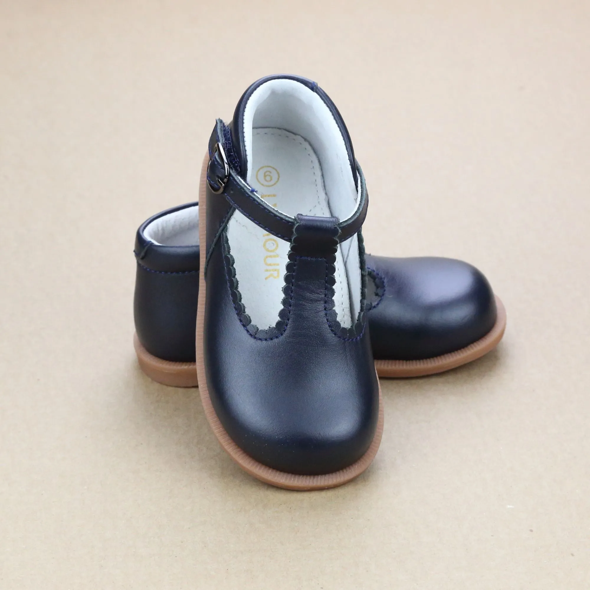 Louise Scalloped T-Strap Mid Top Mary Janes