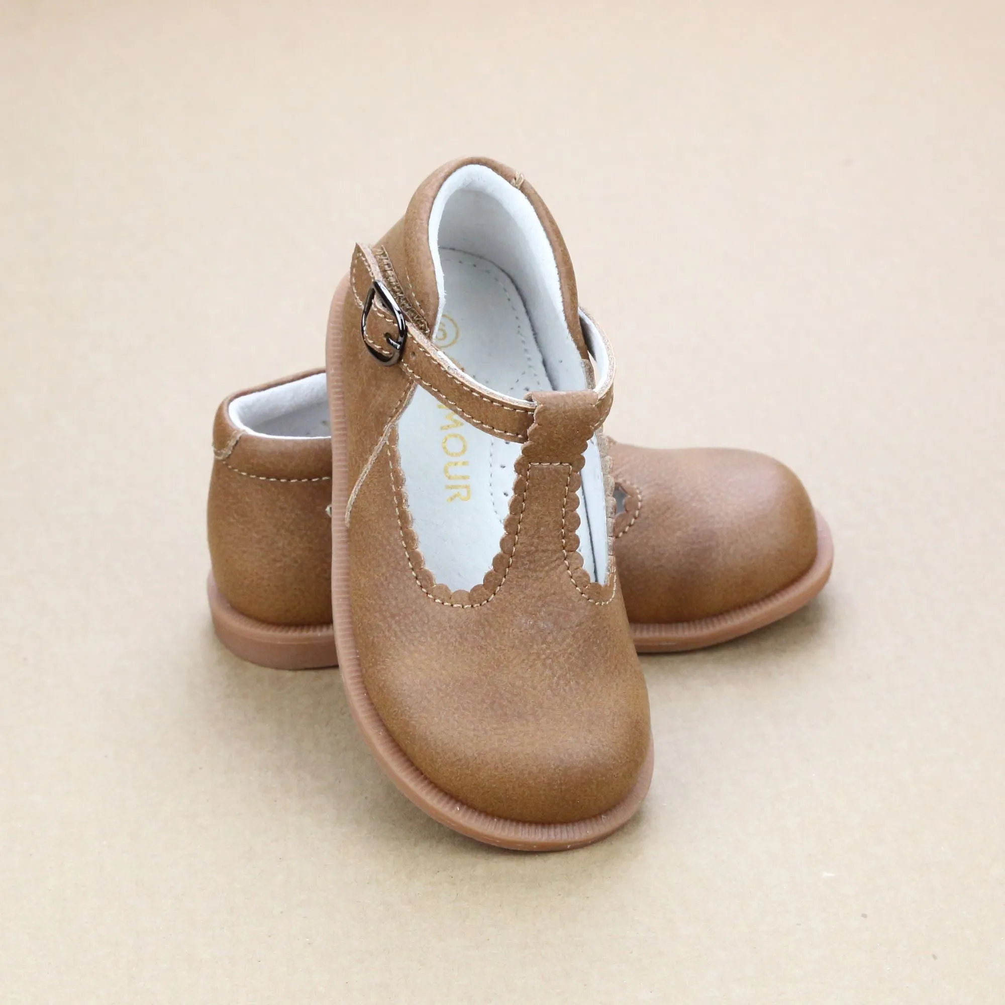 Louise Scalloped T-Strap Mid Top Mary Janes