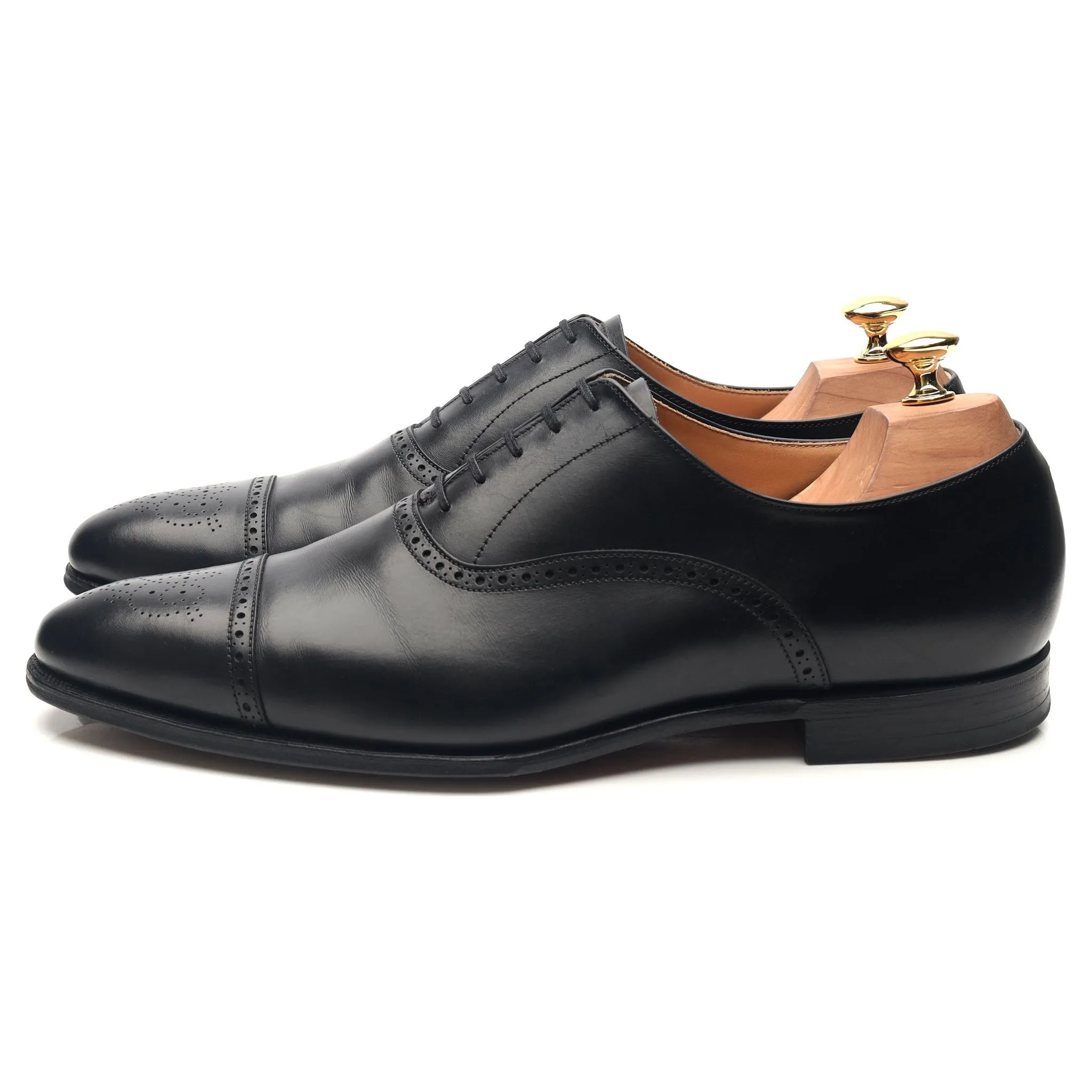 'Malton' Black Leather Oxford Semi Brogues UK 10 E