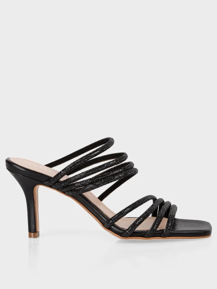Marc Cain Black Mules With Glitter Straps WB SG.08 Z08 COL 900