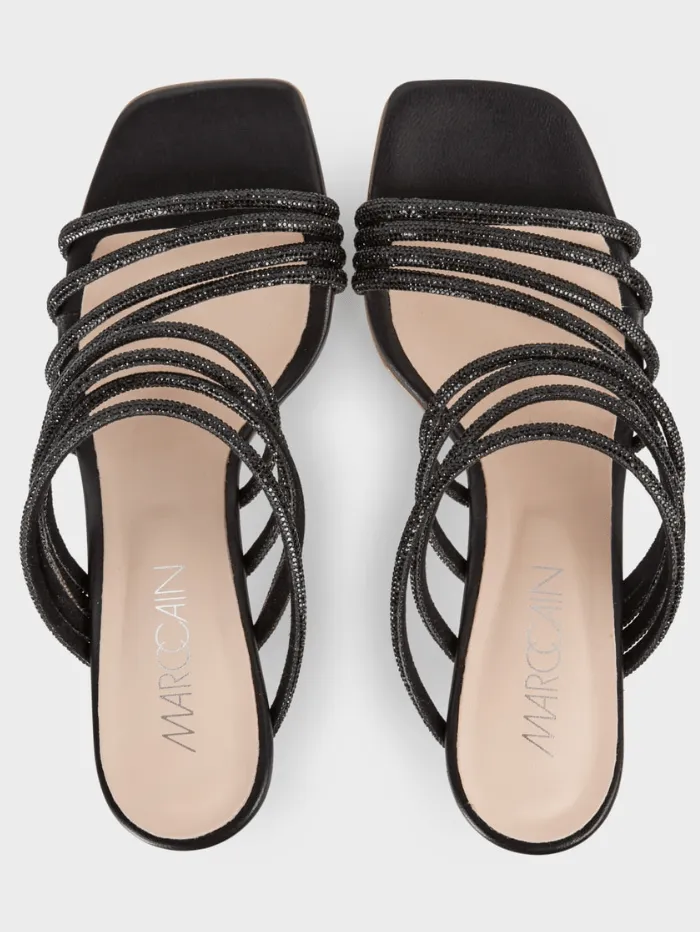 Marc Cain Black Mules With Glitter Straps WB SG.08 Z08 COL 900