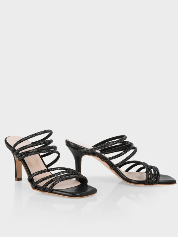 Marc Cain Black Mules With Glitter Straps WB SG.08 Z08 COL 900