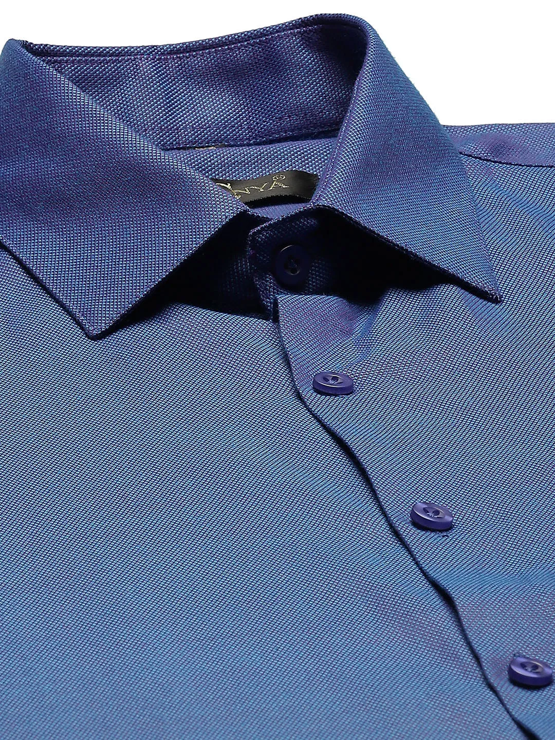 Men's Cotton Blue Self Design Classic Formal Shirt - Sojanya