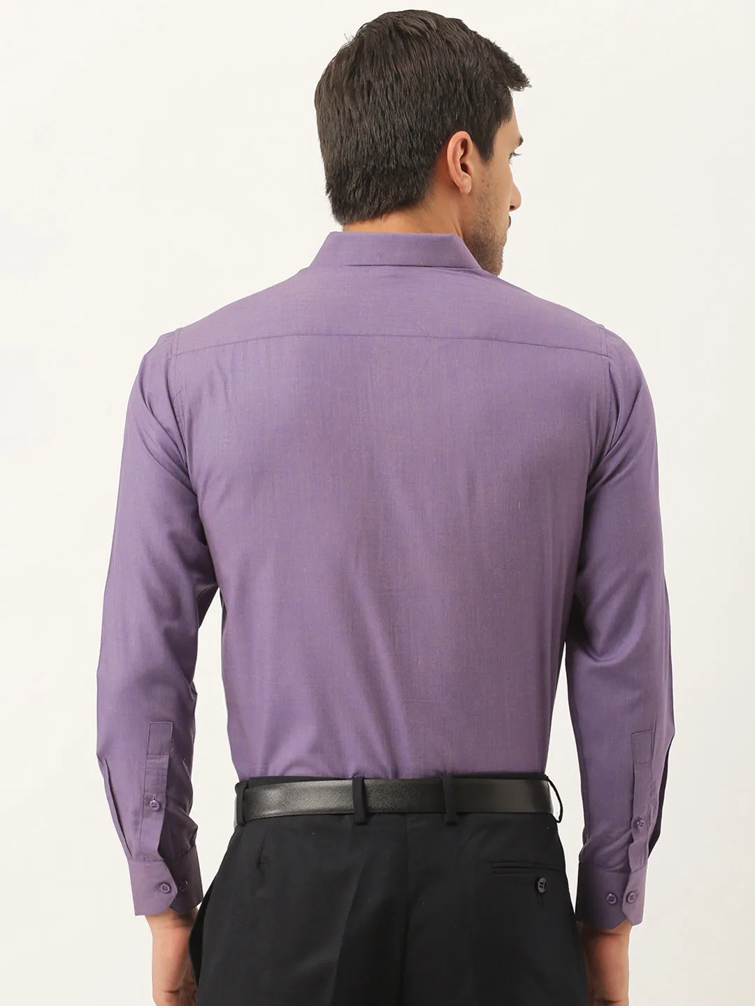 Men's Cotton Purple Classic Formal Shirt - Sojanya