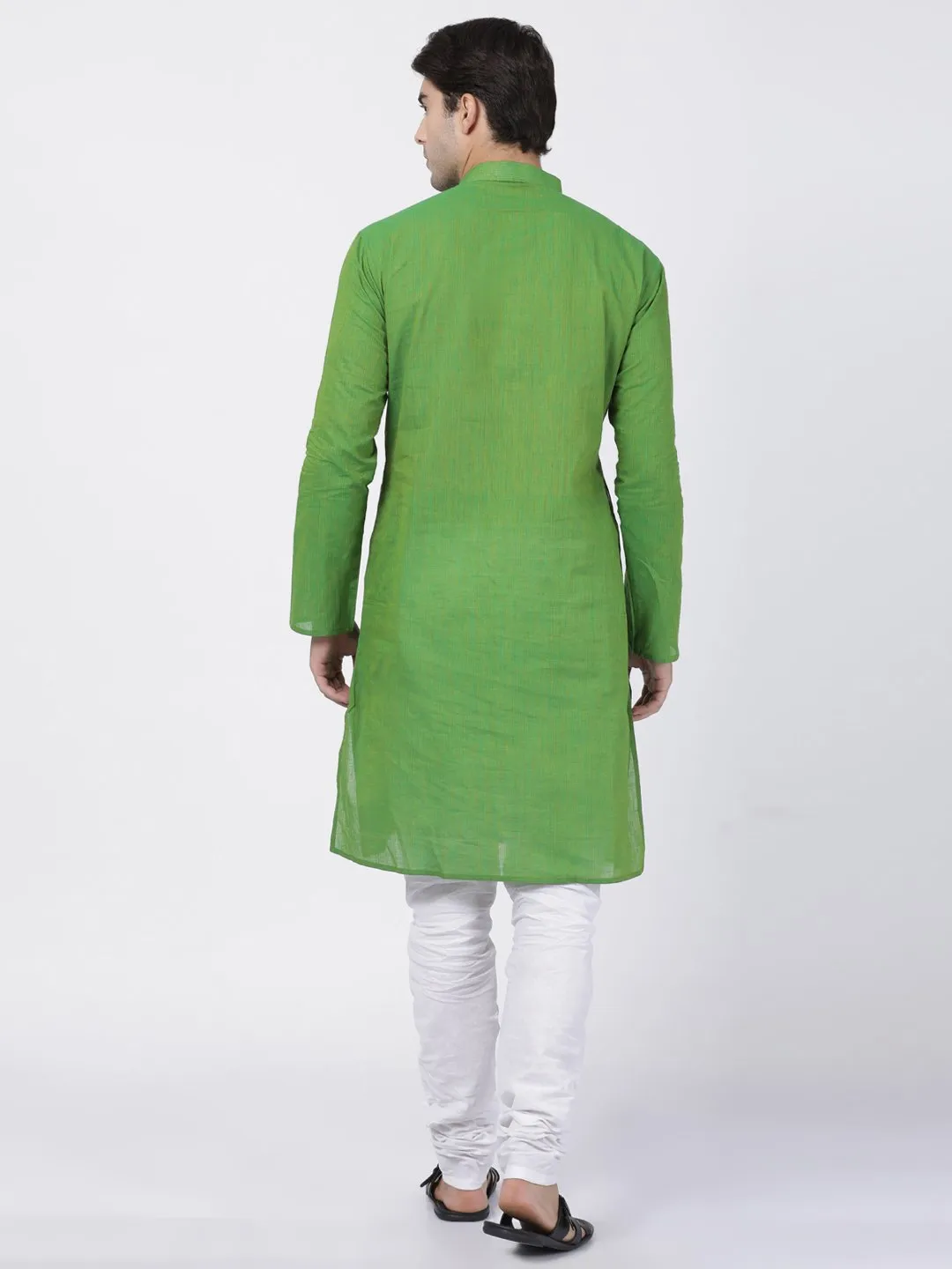 Men's Green Pure Cotton Kurta and Pyjama Set - Vastramay