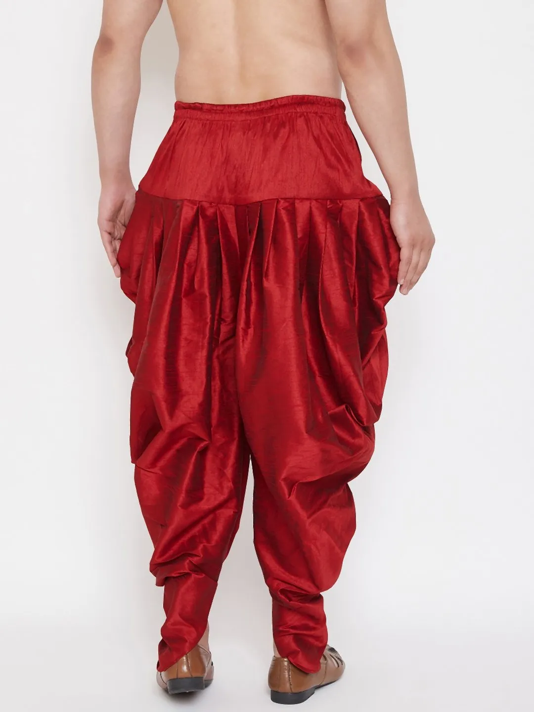Men's Maroon Cowl Dhoti - Vastramay