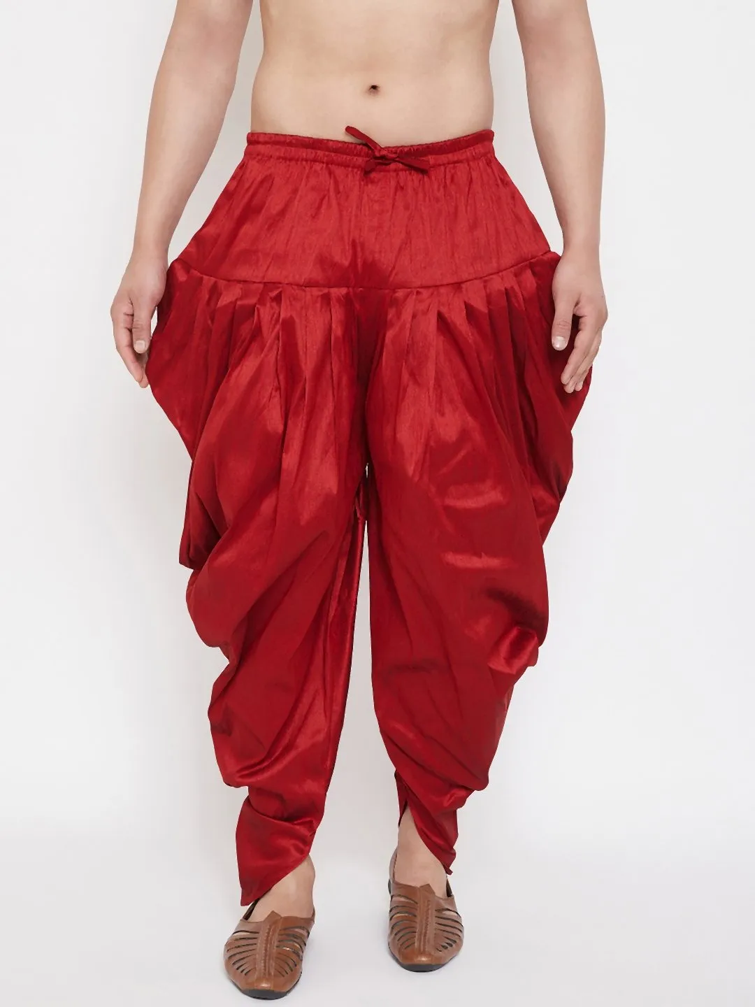 Men's Maroon Cowl Dhoti - Vastramay