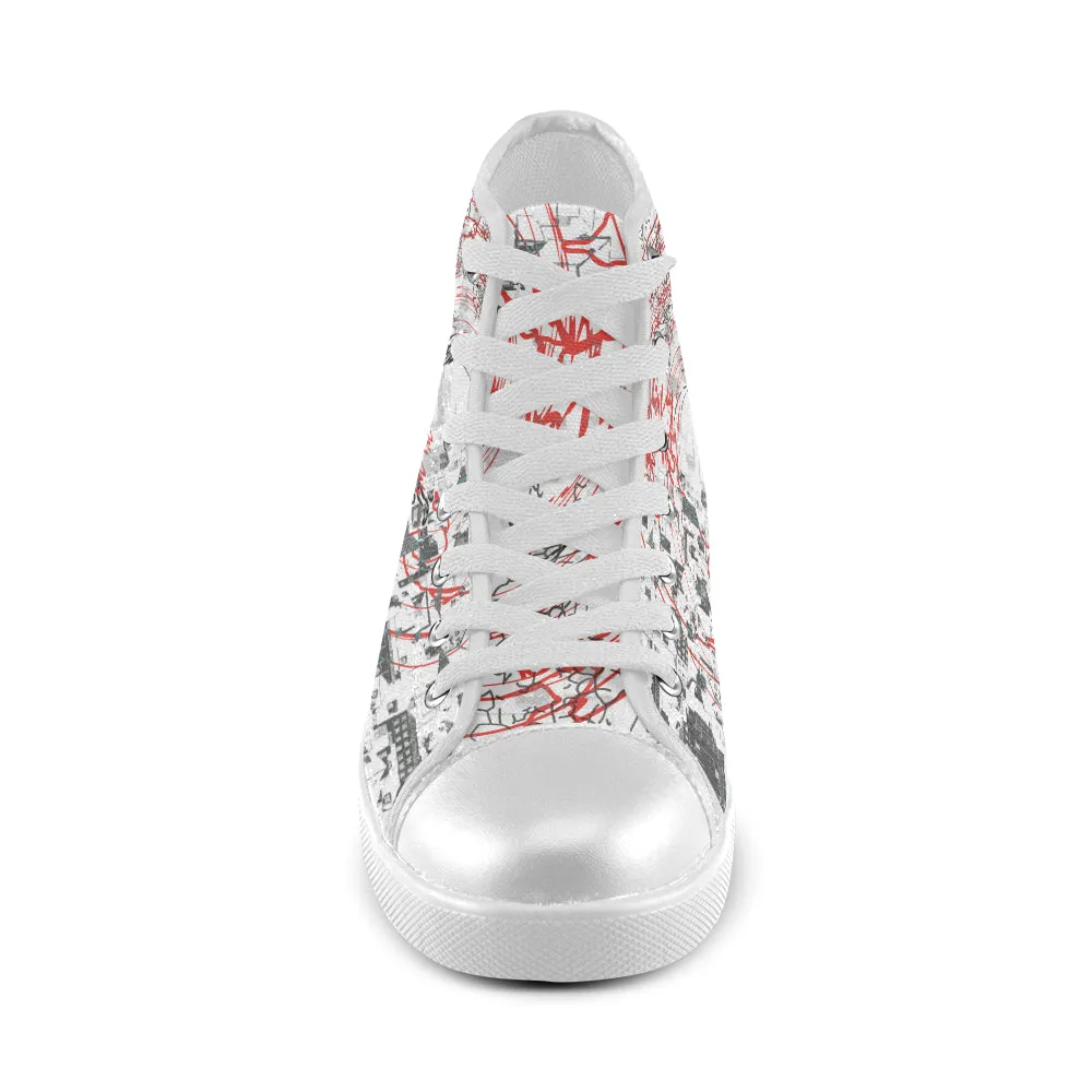Men's Tornado Doodle Print Canvas High Top Shoes