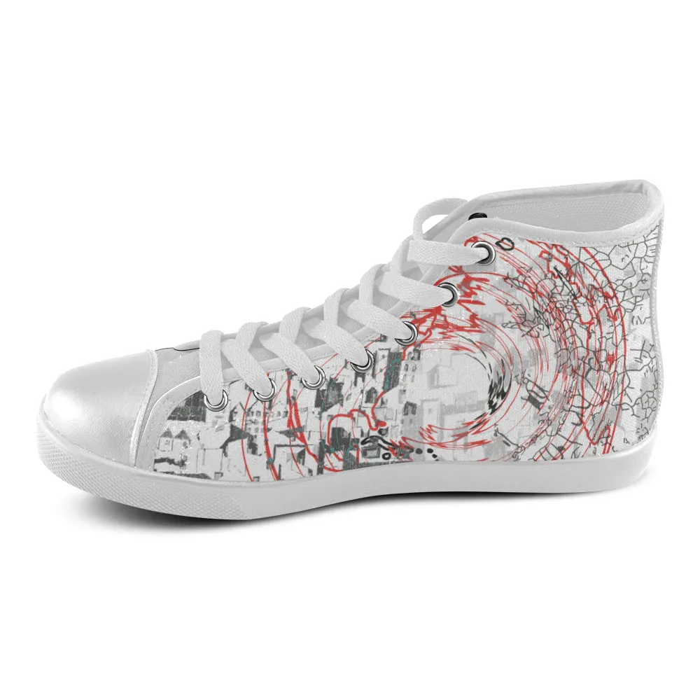 Men's Tornado Doodle Print Canvas High Top Shoes