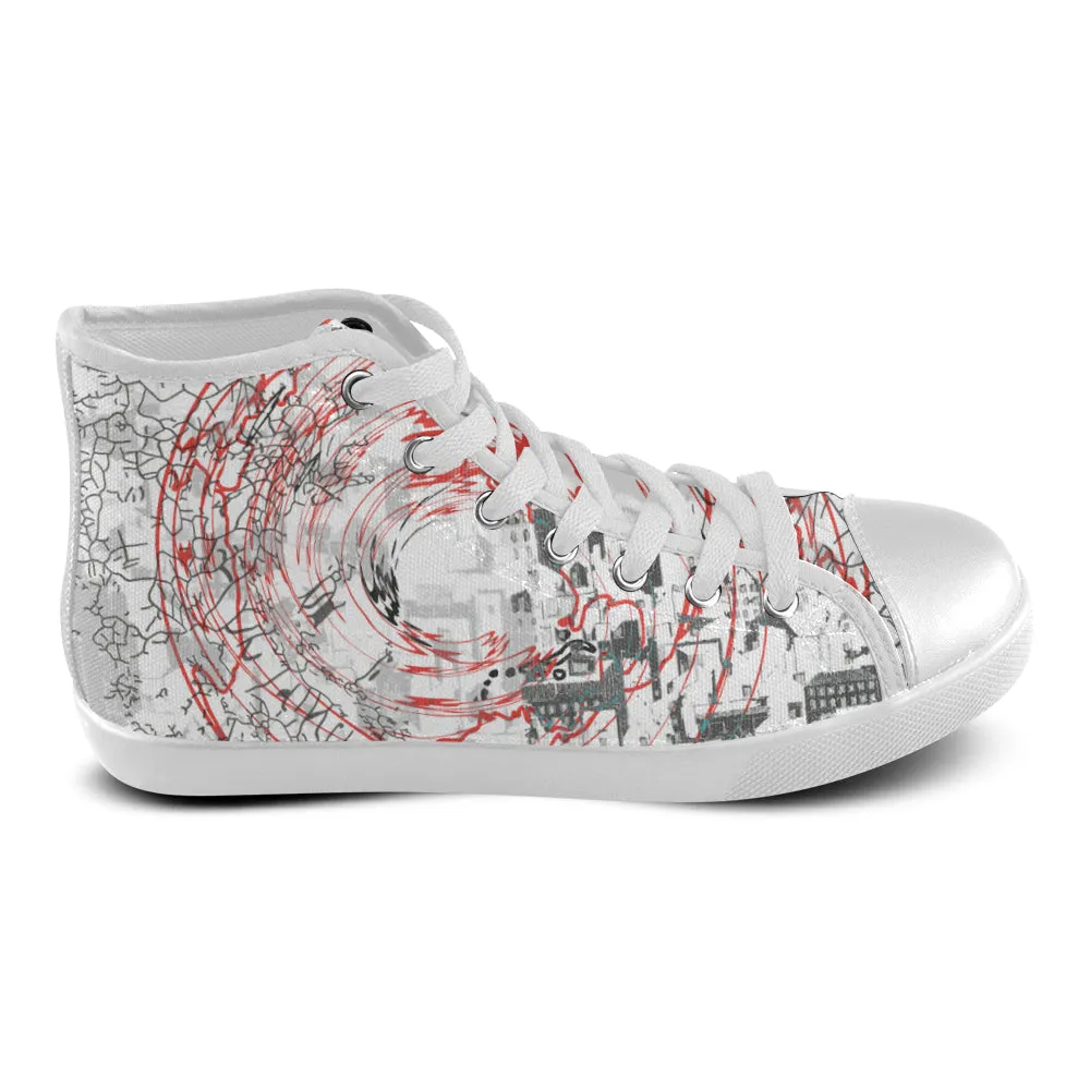 Men's Tornado Doodle Print Canvas High Top Shoes