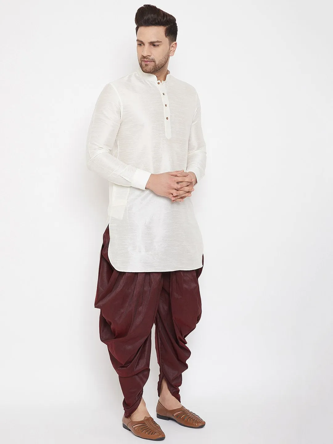 Men's Wine Cowl Dhoti - Vastramay