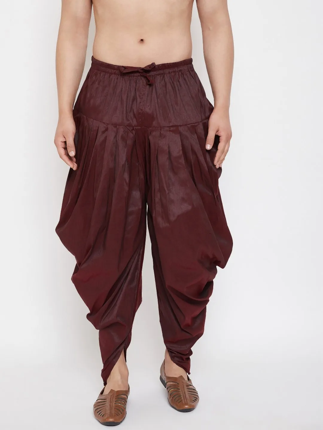 Men's Wine Cowl Dhoti - Vastramay