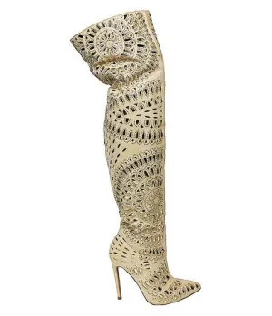 MONROE THIGH HIGH BOOT - NUDE
