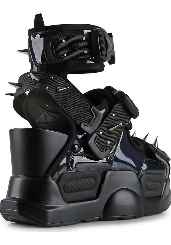 Mulberry-03A [Black Metallic] | PLATFORM SANDALS**