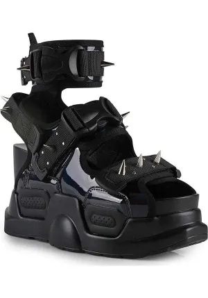 Mulberry-03A [Black Metallic] | PLATFORM SANDALS**