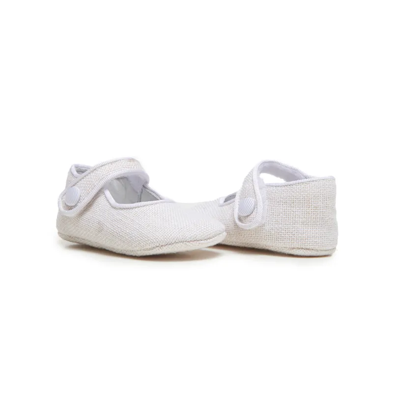 My-First Linen Mary Janes in White by childrenchic